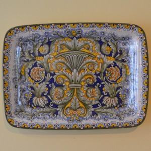 RECTANGULAR PLATE &ldquo;GIRALI FIORITI CON CESTO&rdquo;  FROM CM 52