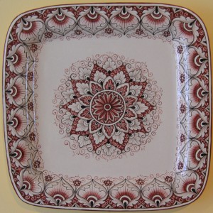 SQUARE PLATE “PENNE DI PAVONE”  FROM CM 40