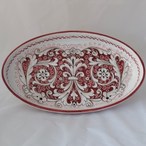 OVAL SMOOTH TRAY &ldquo;FONDO ROSSO&rdquo; CM. 50