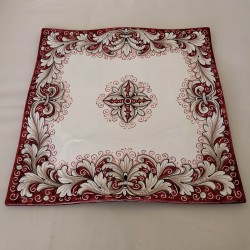 VASSOIO QUADRATO ONDULATO "FONDO ROSSO" DA CM 35