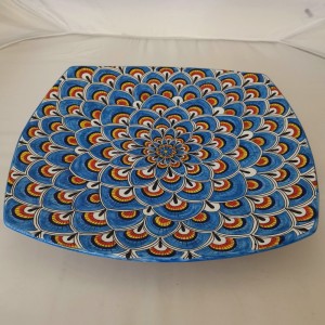 SQUARE TRAY "PENNE DI PAVONE CELESTE" DA CM 40X40